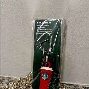 Starbucks Red Cup Keychain with hot cup lid stopper